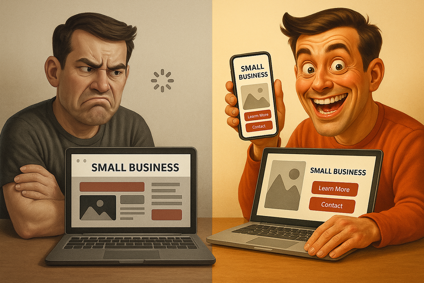 Frustrated user looking at broken website